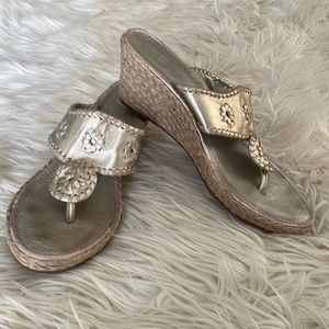 Jack Rogers espadrilles gold thong sandals size 9 women’s summer tweed spring
